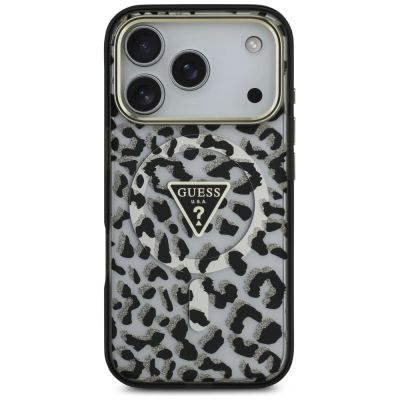 3. Guess Leopard Glitter MagSafe Case for iPhone 17 Pro - Black