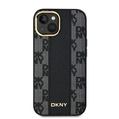 3. DKNY Leather Checkered Mono Pattern MagSafe Case for iPhone 15 Plus / 14 Plus - Black