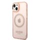 2. Guess GUHMP14MHTCMP iPhone 14 Plus 6.7" pink/pink hard case Gold Outline Translucent MagSafe