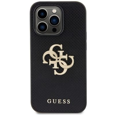 3. Guess Leather Perforated 4G Glitter Logo Case for iPhone 15 Pro - Black
