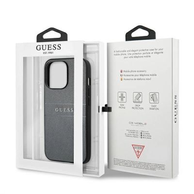 8. Guess GUHCP13LPSASBGR iPhone 13 Pro / 13 6.1" grey/grey Saffiano Strap