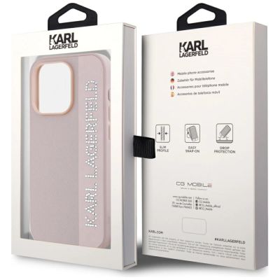 8. Karl Lagerfeld Saffiano Rhinestones & Charm case for iPhone 15 Pro Max - pink