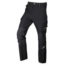Mix&Match Work Trousers, 4-Way Stretch, Black and Green, Size XS