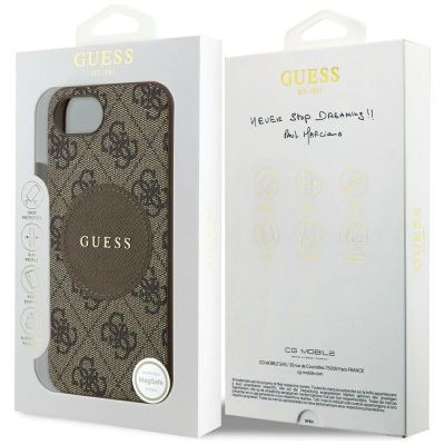8. Guess 4G Circle Classic Logo MagSafe case for iPhone 16e - brown