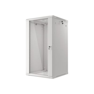 2. Lanberg WF01-6622-10S single-section cabinet (22U; 1080mm / 600mm / 600 mm; wall-mounted; Glass; 19''; gray)