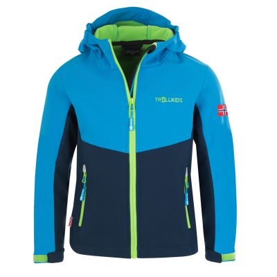 Trollkids Kids Kristiansand Jacket blue/navy blue softshell jacket (320-117)