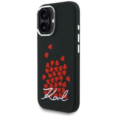 2. Karl Lagerfeld Silicone Heart Sign Logo MagSafe Case for iPhone 16 - Black