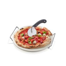 Set: pizza cutter + round stone with stand DARIOSO