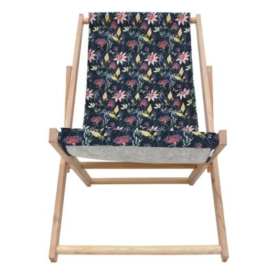 6. CLASSIC DARK FLOWERS WOODEN DECK CHAIR