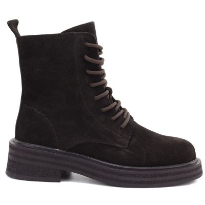2. Women's leather ankle boots, suede, chocolate, Sergio Leone TR-02