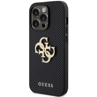 2. Guess Leather Perforated 4G Glitter Logo Case for iPhone 15 Pro - Black