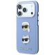 2. Karl Lagerfeld Saffiano with Karl & Choupette Heads Pins & Logo case for iPhone 18 Pro / 17 Pro - light blue