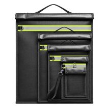 Set of 5 Fireproof RFID Blocking Bags OTN-5R with Handle and Reflector - Black