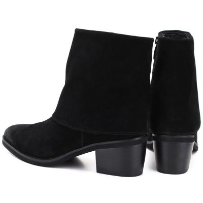 10. Women's leather cowboy boots with rolled-up upper, black Potocki JE19497
