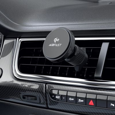 5. Acefast D33 Car Holder with Qi2 15W Magnetic Charger for Air Vent - Black