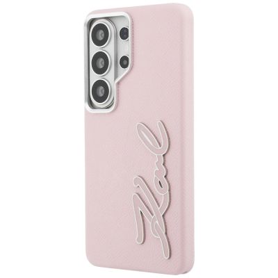 2. Karl Lagerfeld Grained Signature Metal Resin Logo Case for Samsung Galaxy S26 Ultra - Pink