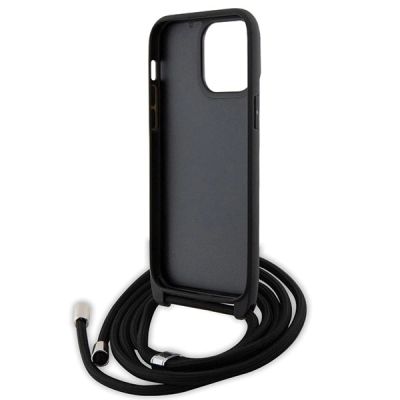 6. Karl Lagerfeld KLHCP14XSAKCPSK case for iPhone 14 Pro Max 6.7" hardcase - black Crossbody Saffiano Metal Pin Karl&Choupette