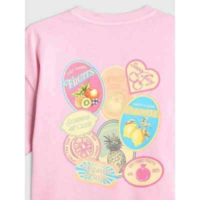 7. Girls' boxy T-shirt with print 4F 4FJRAW26TTSHF4324-056S