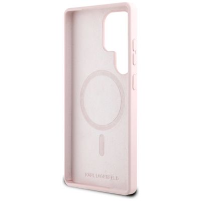 7. Karl Lagerfeld Silicone Double Heads And Circle MagSafe Samsung Galaxy S25 Ultra Case Pink