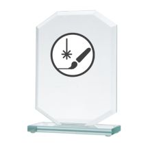 Engraved glass trophy + paint filling