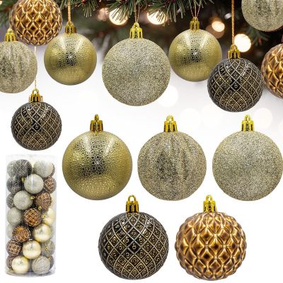 13. DECORATIVE PLASTIC BALL 6CM SET 35 PCS AMBER