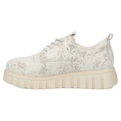 3. Filippo Silver Floral Leather Platform Shoes DP6846