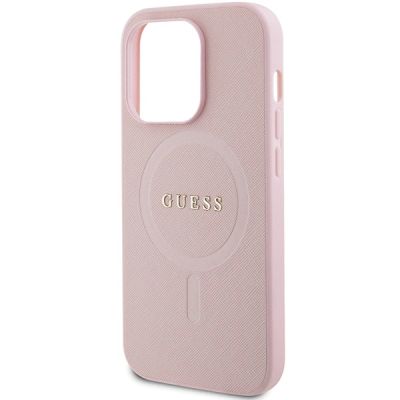 6. Guess GUHMP14LPSAHMCP case for iPhone 14 Pro - pink Saffiano MagSafe