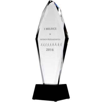 9. Engraved glass trophy H 31 cm