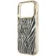 6. Guess IML Zebra Glitter Triangle Logo MagSafe Case for iPhone 17 Pro Max / 18 Pro Max - Gold