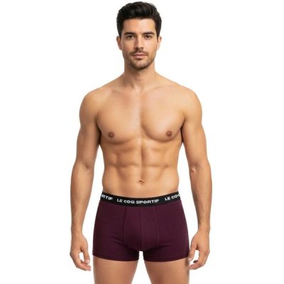 4. Le Coq Sportif Men's Boxer Briefs 3-Pack Black Gray Burgundy
