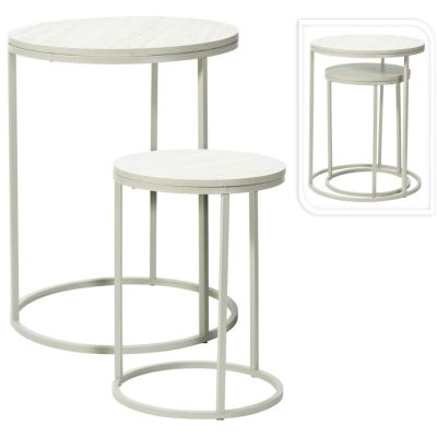 SET OF 2 COFFEE TABLES WITH WOODEN TOP