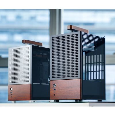 30. Jonsbo T6 Case, Mini-Tower, Mini-ITX, Tempered Glass, Wood - Black
