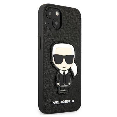 4. Karl Lagerfeld Saffiano Ikonik Karl's Patch Case for iPhone 13 mini - Black