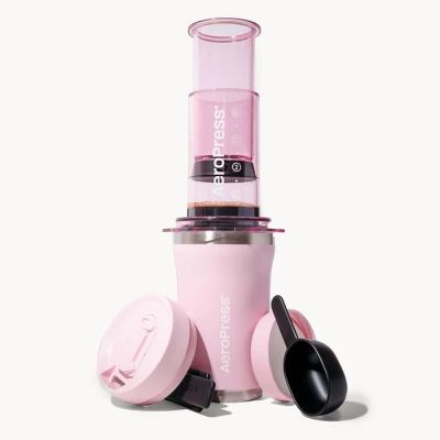 Go Plus Coffee Maker with Pink AeroPress Thermal Mug
