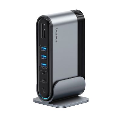 9. Baseus UnionJoy USB-C Docking Station 2xHDMI4K@60Hz 1xDP4K@60Hz 3xUSB-A3.0 2xUSB-C3.0 2xUSB-A2.0 1xRJ45 PD PC 1xSD+TF 1x3.5mm minijack - gray
