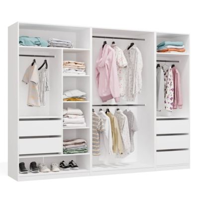 2. Modular Wardrobe OPENO SET 260/200 WHITE – Drawers, Rails and Shelves, Large, for the Bedroom