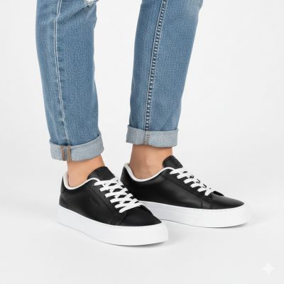 5. Black eco-leather low-top sneakers on the platform Big Star TT274927