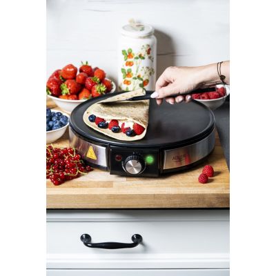 8. Adler AD 3058 Pancake Maker 1 Pan 1600 W Black, Stainless Steel