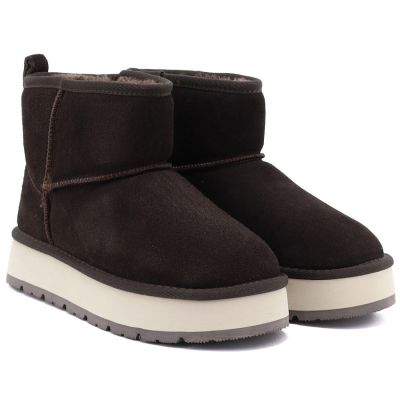 8. Women's leather ankle boots with platform, brown Big Star UU274693