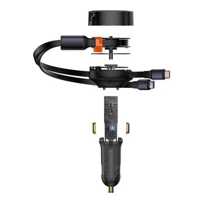 5. Car charger 2in1 33W 2x USB C (male) Baseus Enjoyment - black