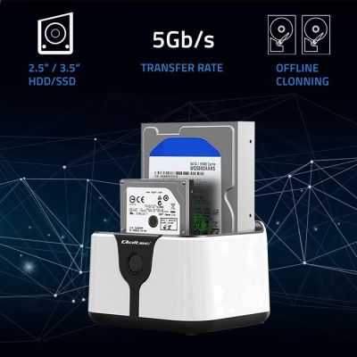 2. QOLTEC DOCKING STATION FOR 2.5" 3.5" HDD/SSD DRIVES | SATA III | USB 3.0 | SUPER SPEED 5GB/S | WITH OFFLINE CLONING FUNCTION
