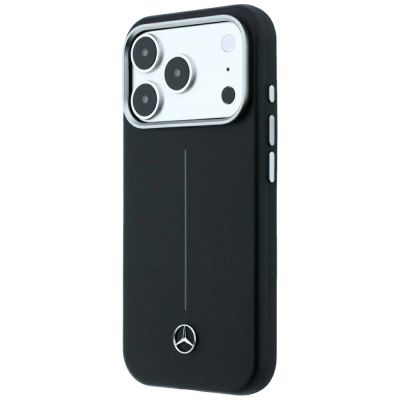 2. Mercedes Leather Semi Wrap Iconic Line MagSafe Case for iPhone 18 Pro Max / 17 Pro Max - Black