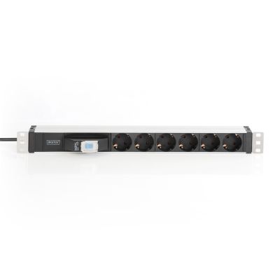 3. Digitus PDU 19" Rack Power Strip, 6x Schuko, 2.0m, 1x Unischuko plug, 16A, circuit breaker, aluminum profile