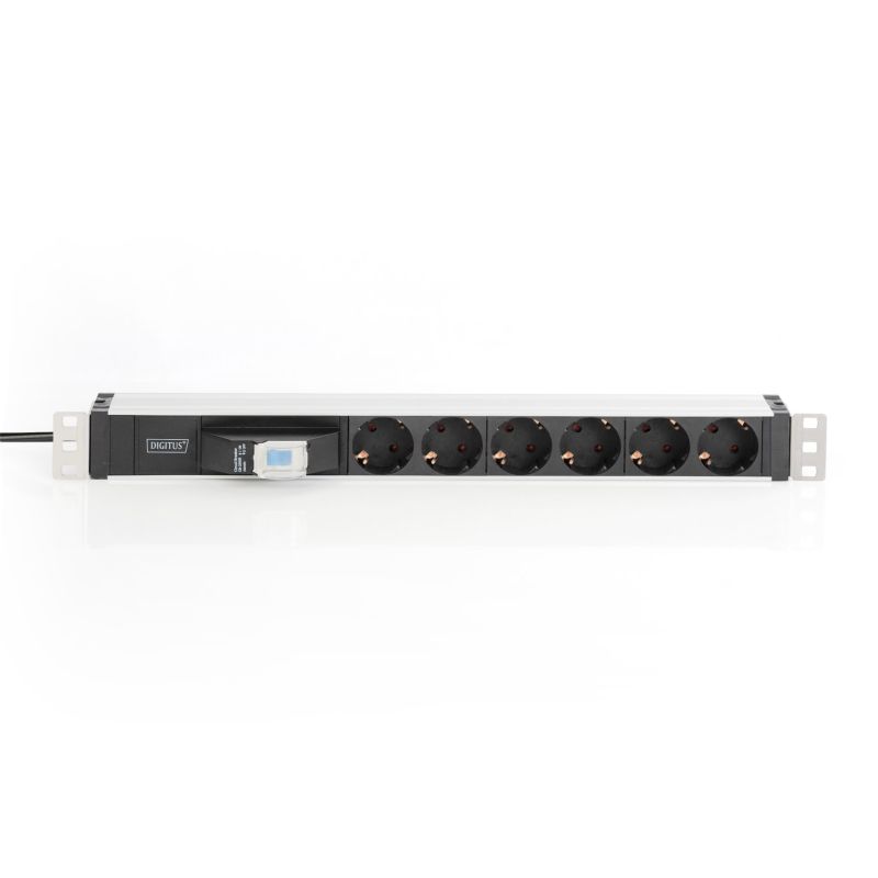 3. Digitus PDU 19" Rack Power Strip, 6x Schuko, 2.0m, 1x Unischuko plug, 16A, circuit breaker, aluminum profile