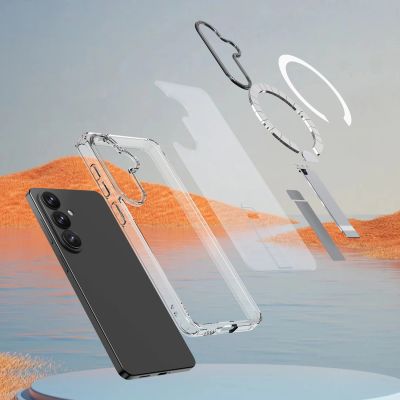 4. Hybrid Armor X Case for Samsung Galaxy S26 Plus with Stand, Compatible with MagSafe - Transparent