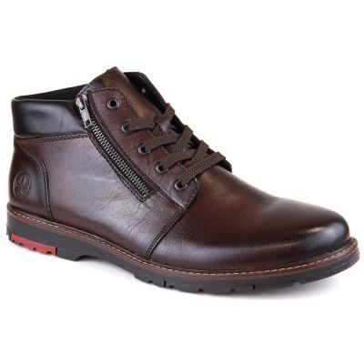 34. Rieker M RKR625 comfortable leather ankle boots lined with wool, brown