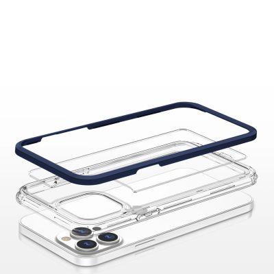 5. Clear 3in1 Case for iPhone 13 Pro Max Frame Cover Gel Blue