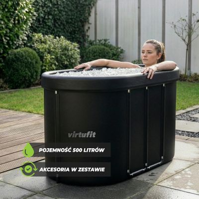 6. VIRTUFIT OVAL ICE BATH 500 LITERS ANTHRACITE WITH ACCESSORIES