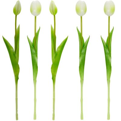 4. BOUQUET OF 5 WHITE TULIPS 39 CM LIFE-LIKE SPRING DECORATION