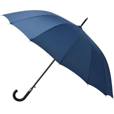Long Semi-Automatic Umbrella, 16 Ribs, Navy Blue, SEMI LINE